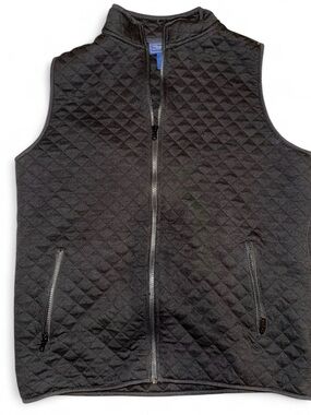 Wilkens Bros Black Quilted Golf Vest Mens M Full Zip Lightweight Pockets